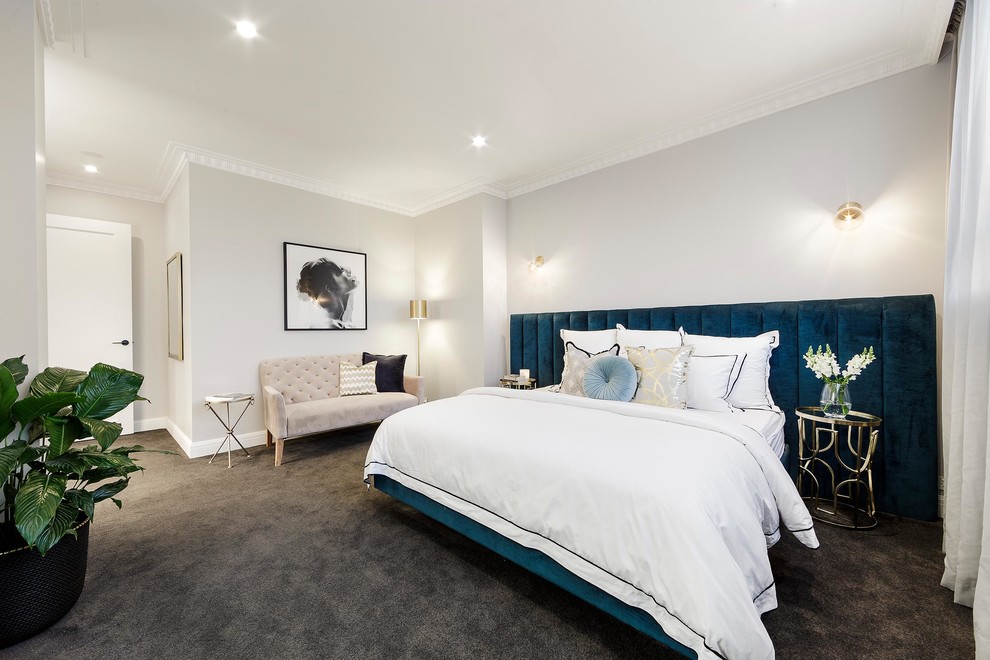 Inspiration for a modern bedroom remodel in Melbourne