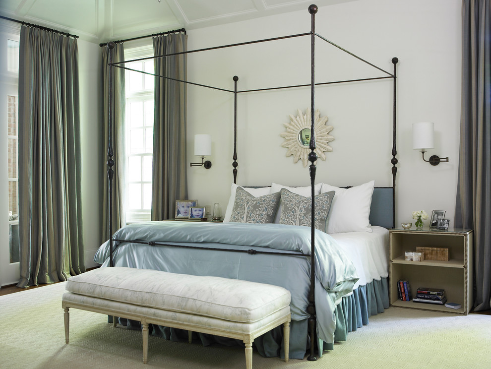 Inspiration for a contemporary bedroom in Atlanta with white walls and no fireplace.