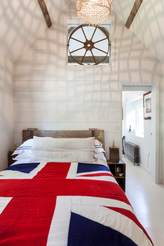 Inspiration for a shabby-chic style bedroom in London.