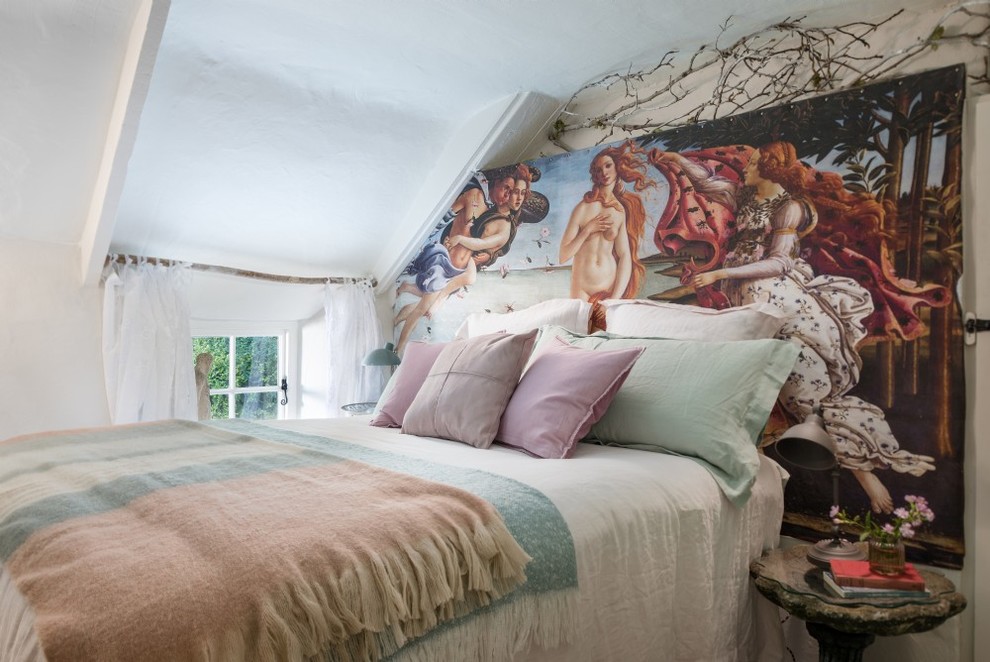 Eclectic bedroom in Cornwall.