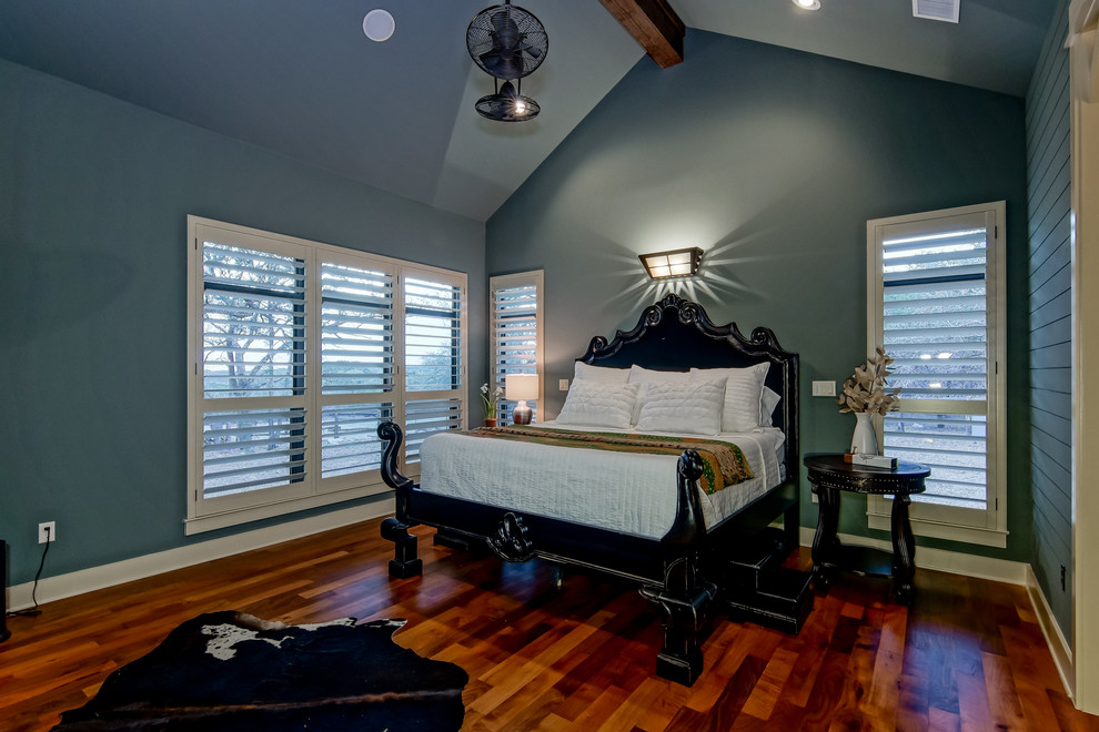Inspiration for a rustic bedroom remodel in Austin