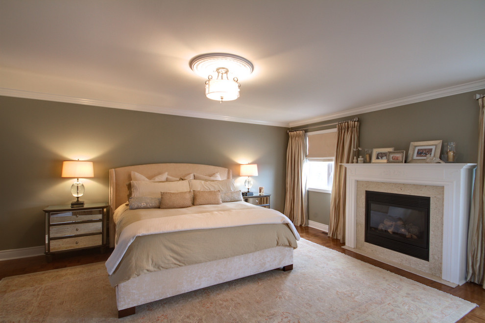 This is an example of a classic grey and cream bedroom in Toronto.