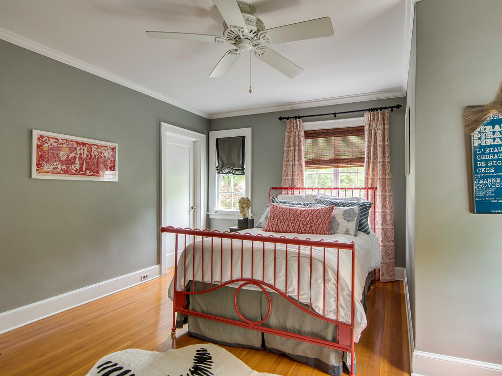 Design ideas for a classic bedroom in Charlotte with green walls.