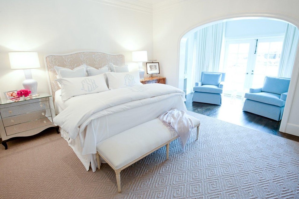 Bedroom - transitional bedroom idea in Houston with white walls