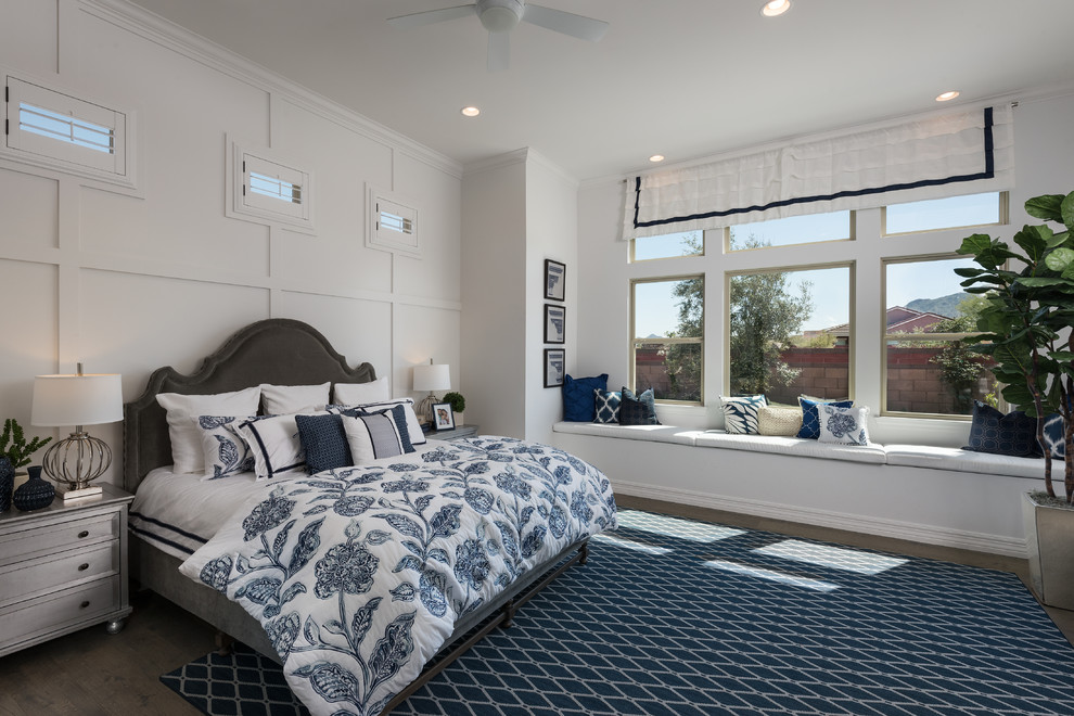 Classic master bedroom in Phoenix with white walls.