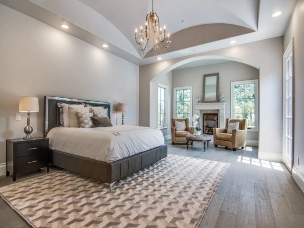 This is an example of a mediterranean bedroom in Dallas.