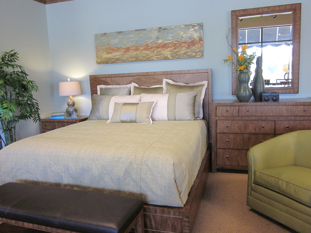 Example of a transitional bedroom design in Boise