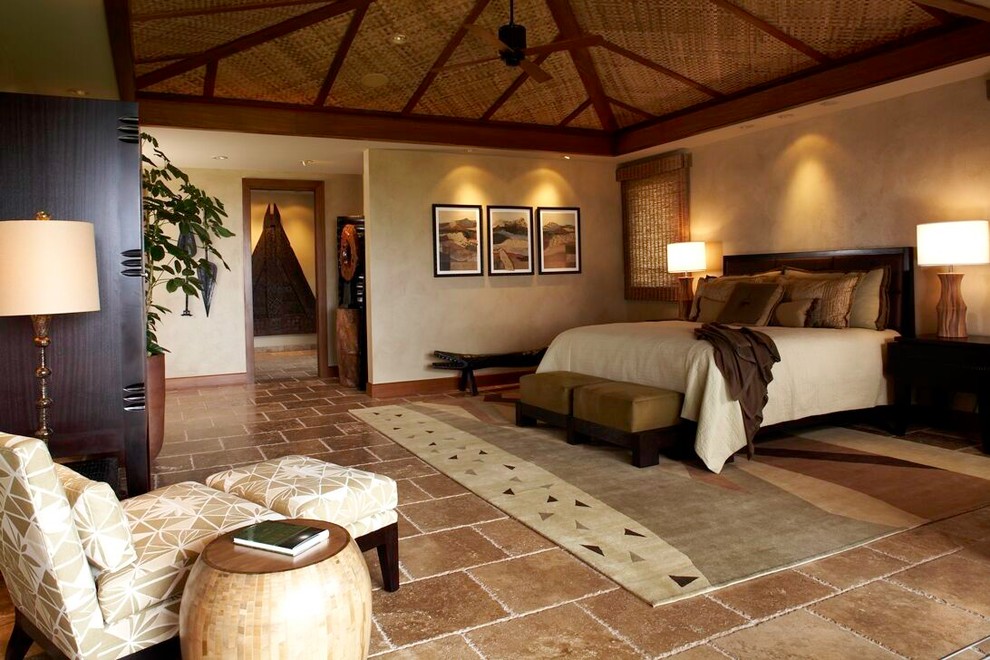 This is an example of a world-inspired bedroom in Hawaii.
