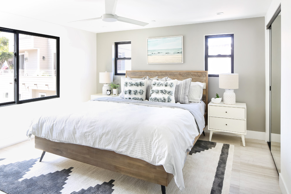 Design ideas for a beach style bedroom in San Diego.