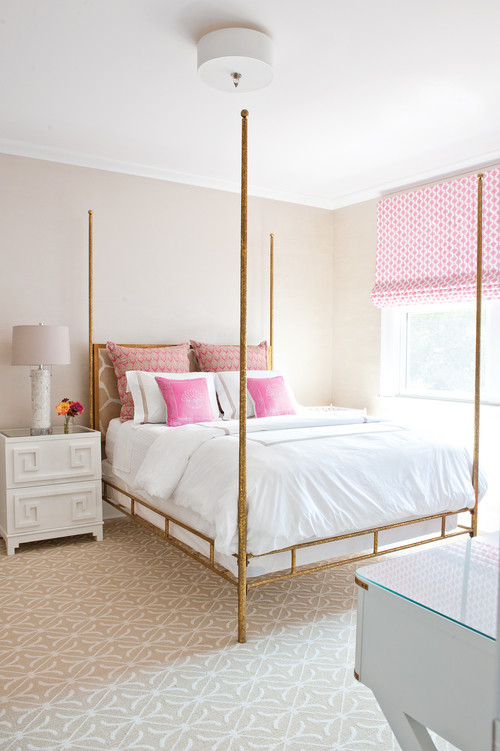 Example of a mid-sized transitional guest bedroom design in New York with no fireplace