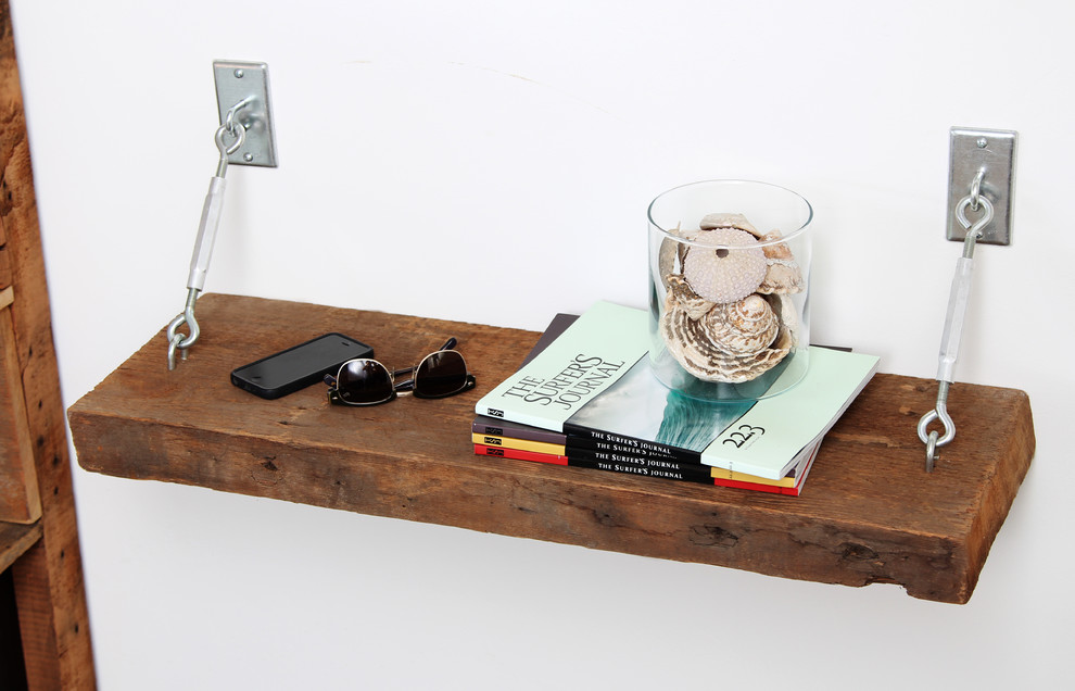Turnbuckle Shelves with Reclaimed Wood Contemporary Bedroom Los