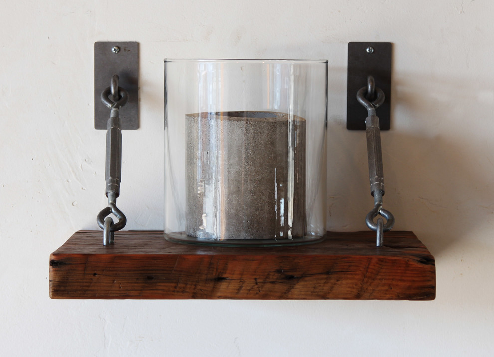 Turnbuckle Shelves with Reclaimed Wood Contemporary Bedroom Los