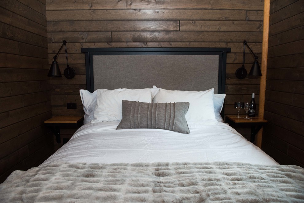Design ideas for a rustic bedroom in Vancouver.