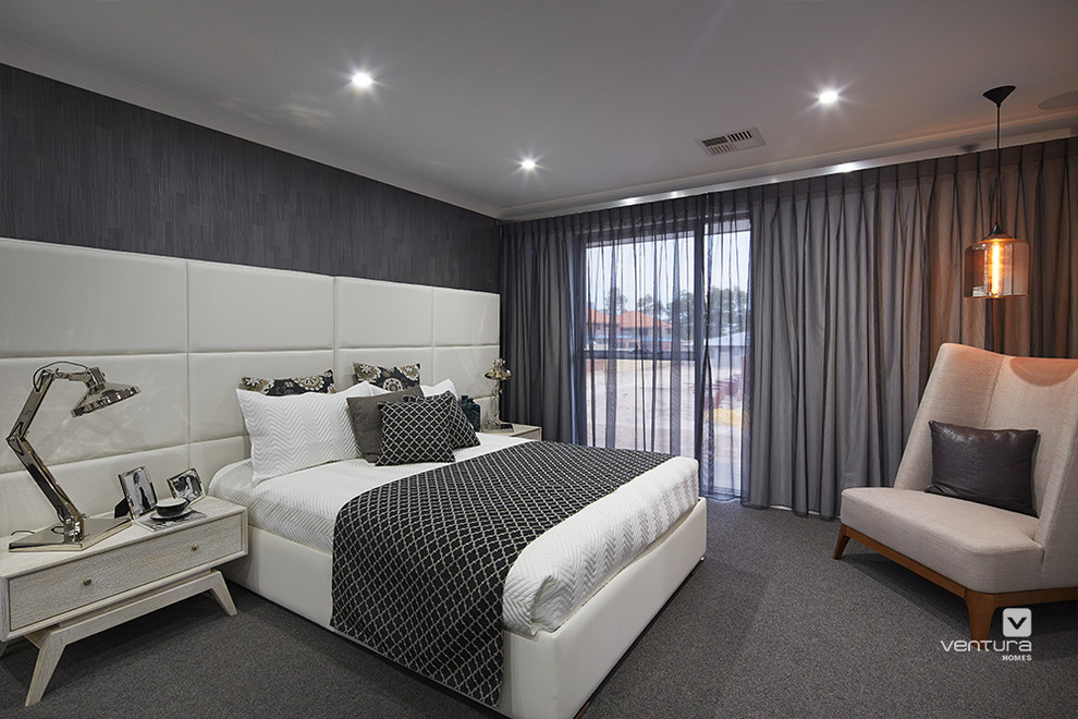Photo of a contemporary master bedroom in Perth.