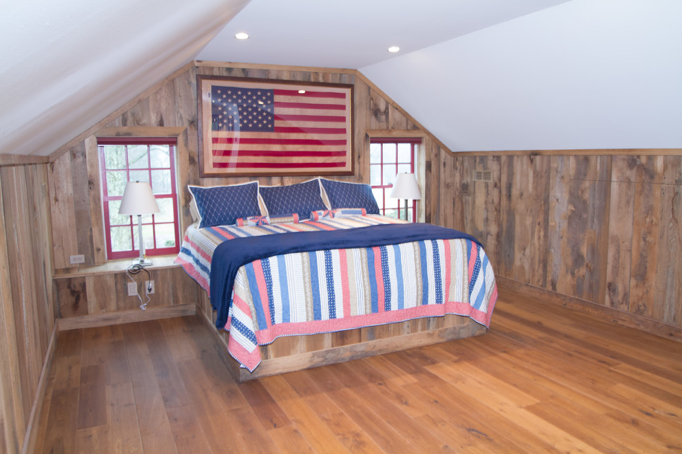 This is an example of a rustic bedroom in Philadelphia.