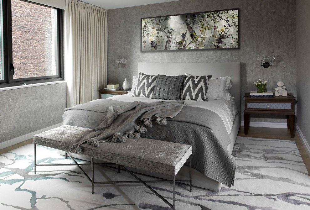 Design ideas for a contemporary bedroom in New York.