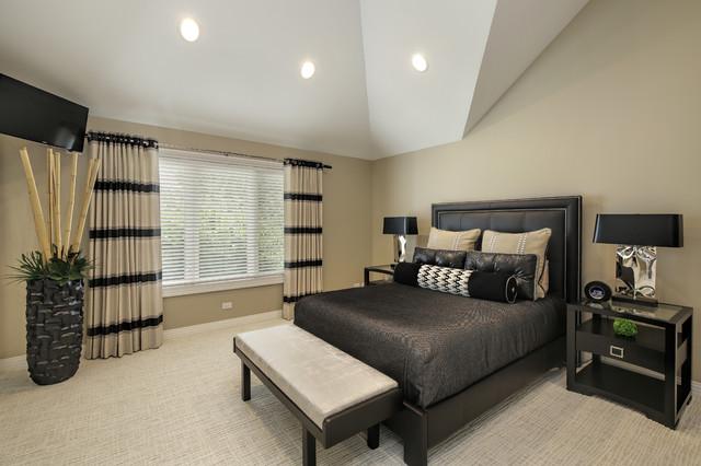 Taupe black and white bedroom deals