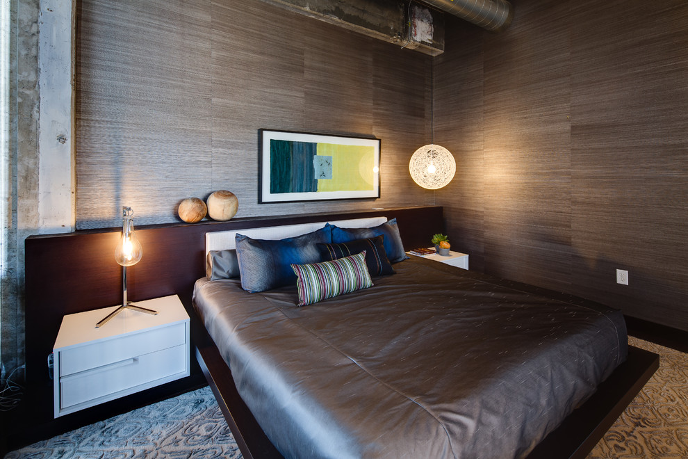 Inspiration for an industrial bedroom remodel in Minneapolis