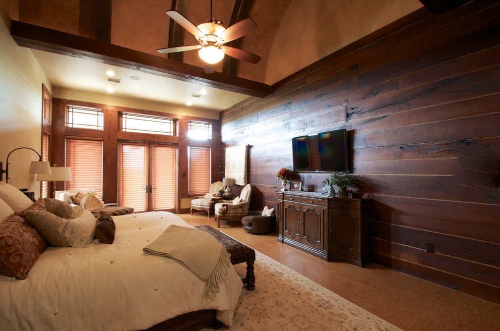 Design ideas for a rustic bedroom in Austin.
