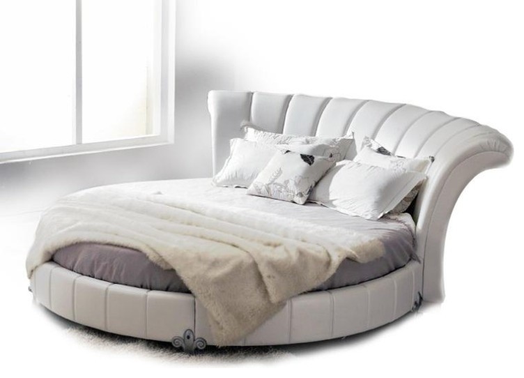 Venetian White Tufted Eco Leather Round Bed Contemporary Bedroom Los Angeles By Eurolux Furniture