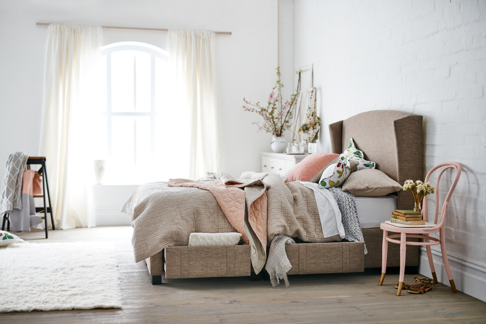 Venus Bed Frame with Winged Headboard and Storage Base Queen in