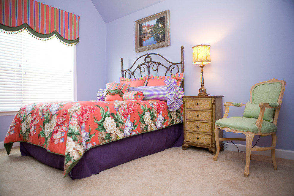 Vibrant Periwinkle and Coral Bedrrom Traditional Bedroom Other by Cheryl Hucks Interior