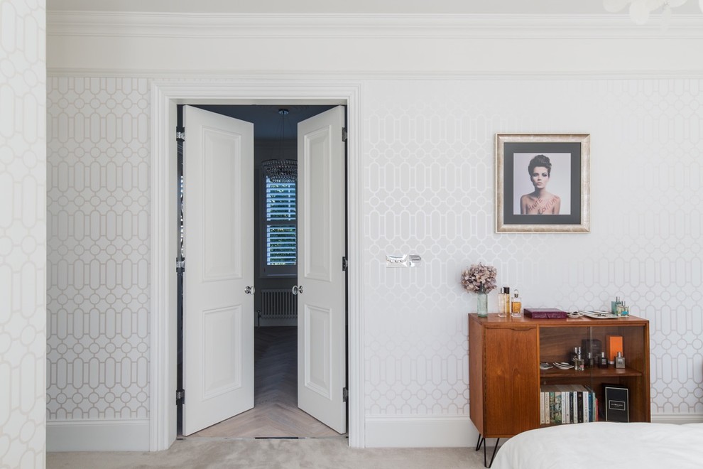 Photo of a contemporary bedroom in London.