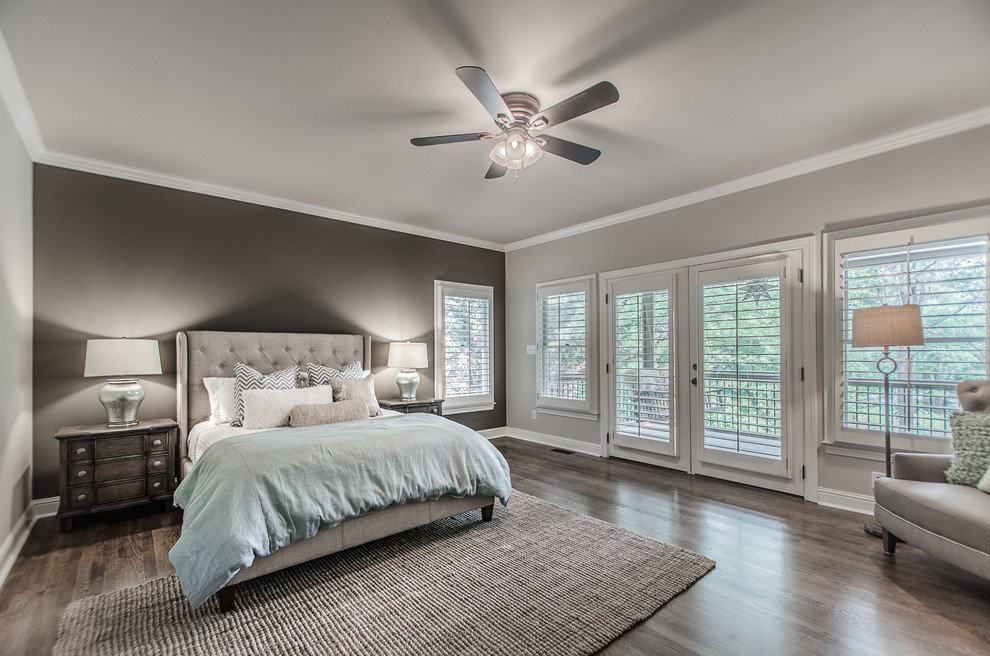 Photo of a contemporary bedroom in Atlanta.