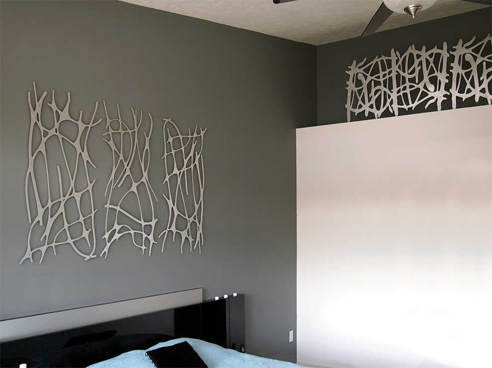 Example of a minimalist bedroom design in Indianapolis