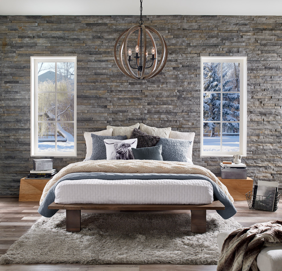 Design ideas for a rustic bedroom in San Diego.