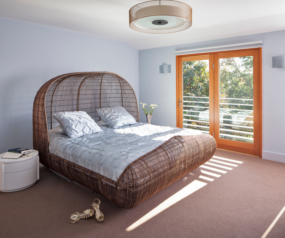 Inspiration for a contemporary bedroom remodel in San Francisco with gray walls