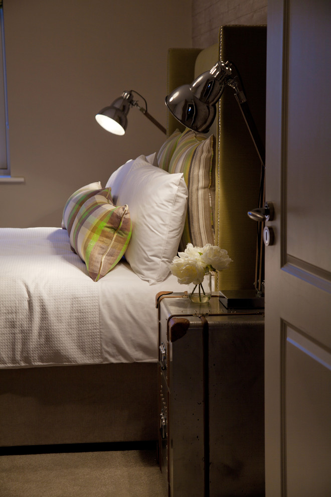 Design ideas for a contemporary bedroom in Dublin.