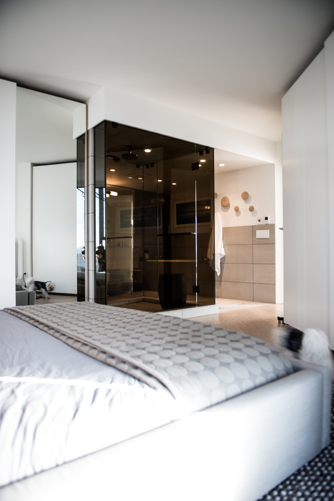 Photo of a modern bedroom in Vancouver.