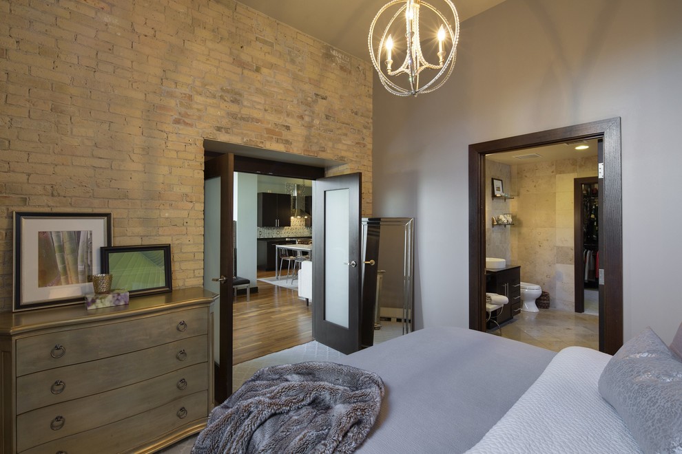 Inspiration for an industrial bedroom remodel in Minneapolis