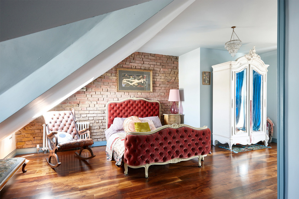 Inspiration for a large victorian master dark wood floor bedroom remodel in London