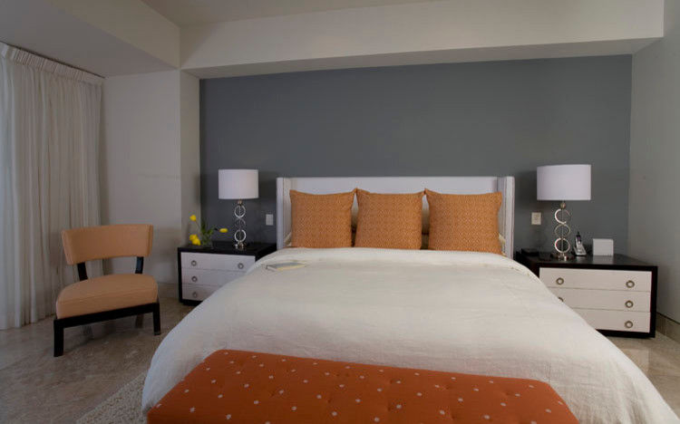 Inspiration for a modern bedroom remodel in Orange County