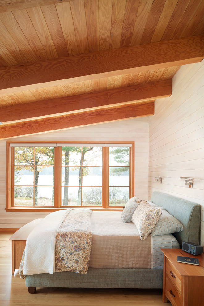 Example of a mountain style bedroom design in Portland Maine