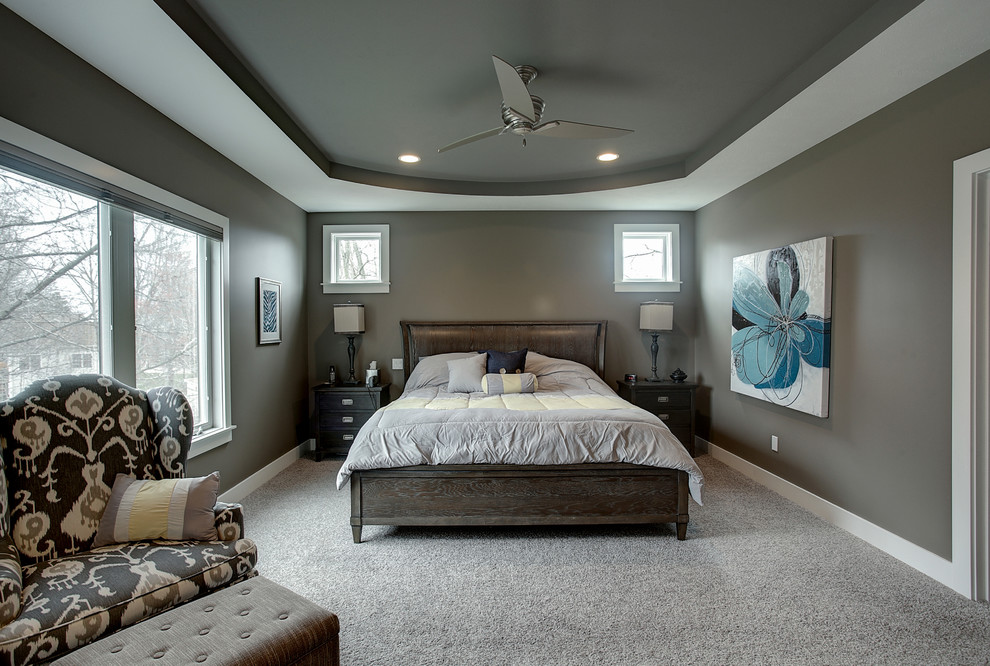 Arts and crafts master carpeted bedroom photo in Grand Rapids