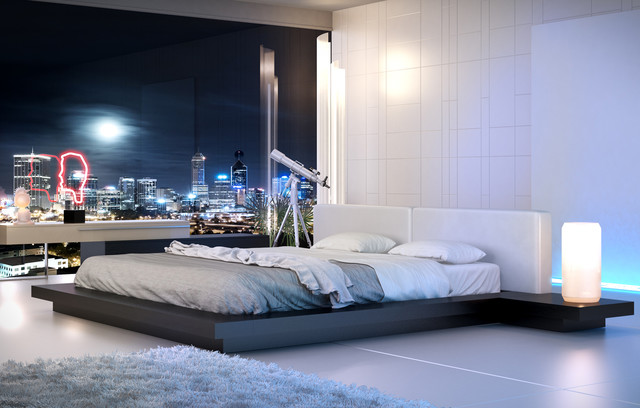 Worth White Leather Queen Size Platform Bed in Wenge - Modern - Bedroom -  Vancouver - by Wholesale Furniture Brokers Canada | Houzz