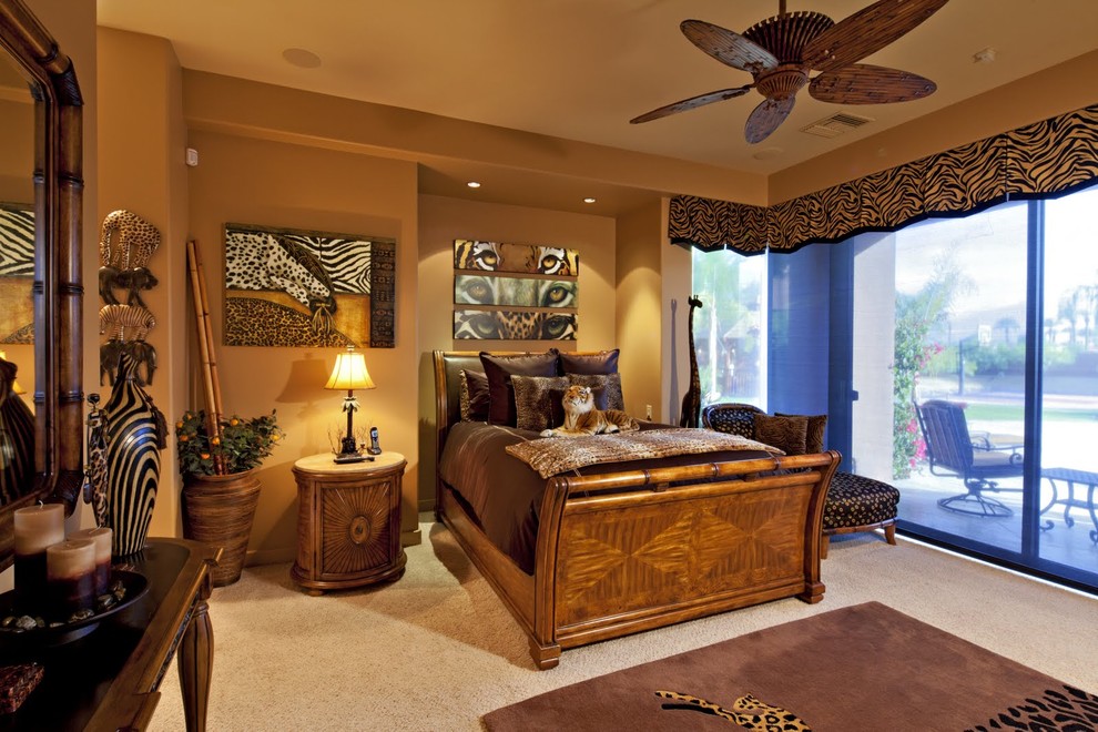 Example of an island style bedroom design in Other