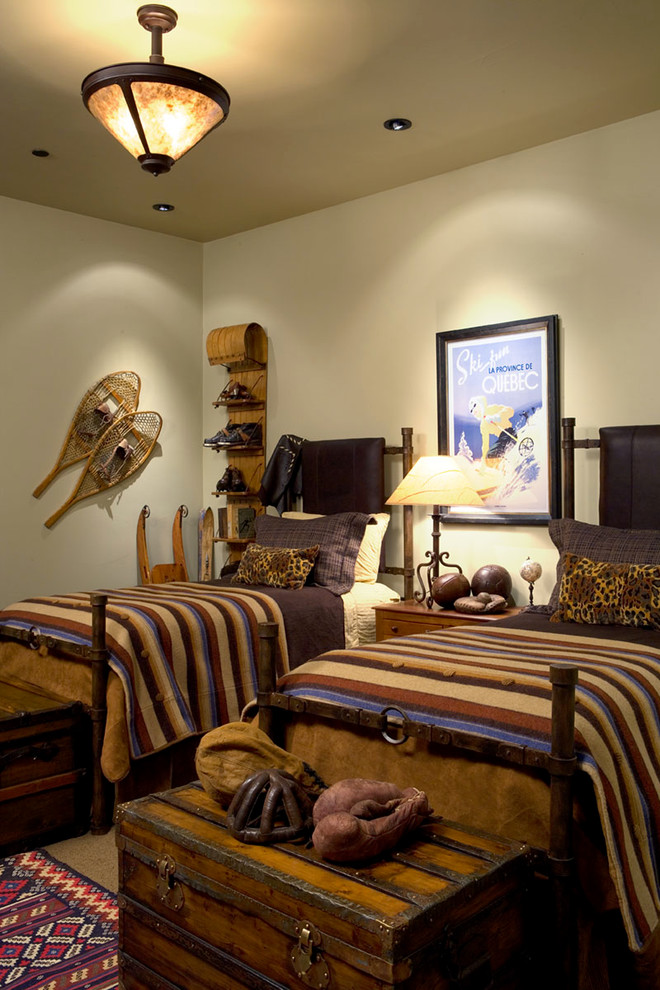 This is an example of a rustic bedroom in Denver.