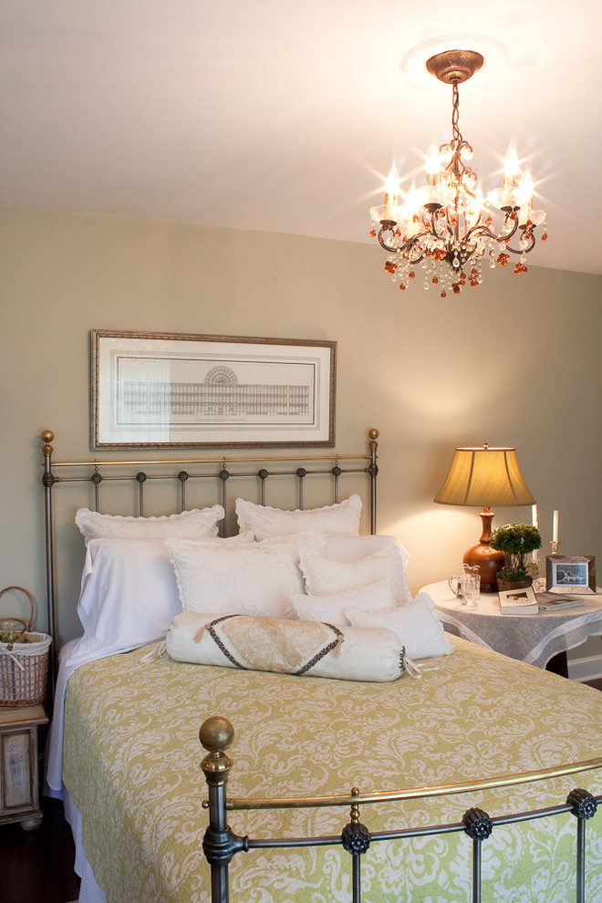 Example of a classic bedroom design in Boston with beige walls