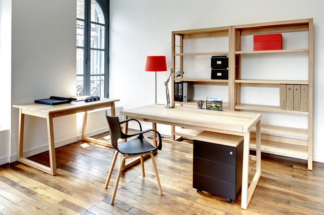 Bureau naturel bois massif 150 cm - Moderne - Bureau à domicile - Toulouse  - par La Compagnie du Hêtre: bois clair | Houzz