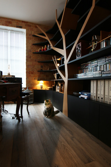 Création d'un espace bureau avec Bibliothèque sur mesure "l'Arbre à chat" -  Contemporain - Bureau à domicile - Dijon - par Atelier Nadège Nari | Houzz