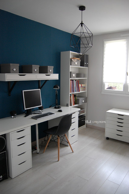 Un bureau bleu canard fonctionnel et lumineux - Modern - Home Office &  Library - Rennes - by Pellmell Déco | Houzz