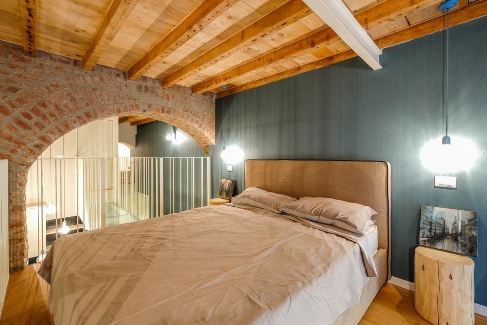 ミラノにあるコンテンポラリースタイルのおしゃれな寝室のインテリア