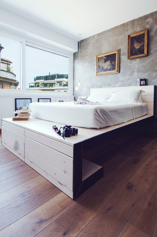 Inspiration for an industrial bedroom remodel in Rome