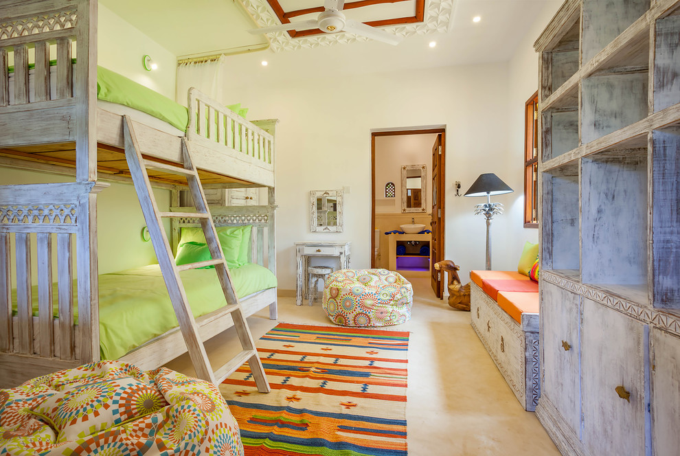 Свежая идея для дизайна: детская в восточном стиле с спальным местом для двоих детей - отличное фото интерьера