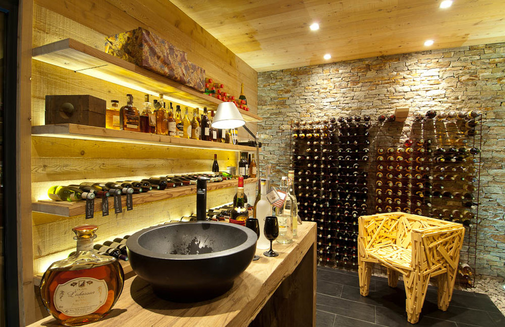 Inspiration for a contemporary wine cellar remodel in Grenoble