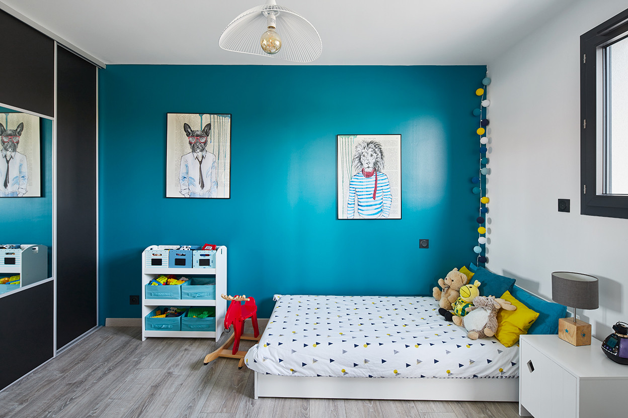 75 photos et idées déco de chambres d'enfant avec un mur bleu - Février  2024 | Houzz FR